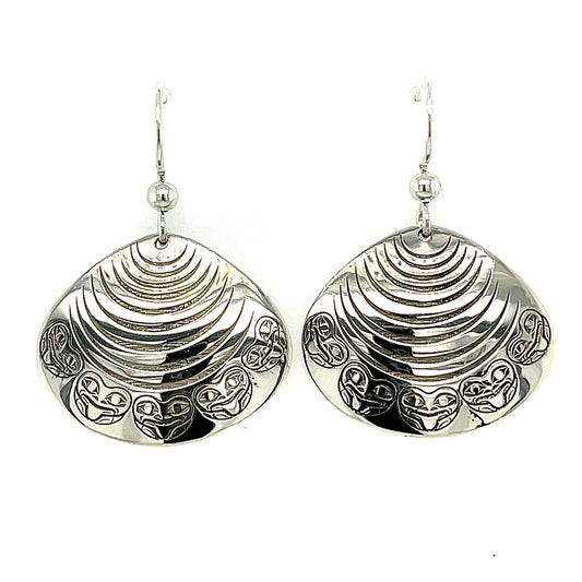 Earrings - Sterling Silver - Clam Shell Frog