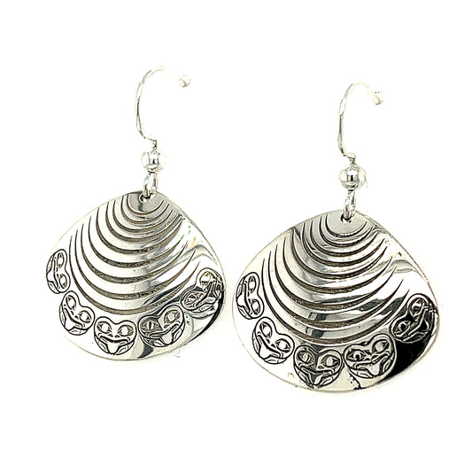 Earrings - Sterling Silver - Clam Shell Frog
