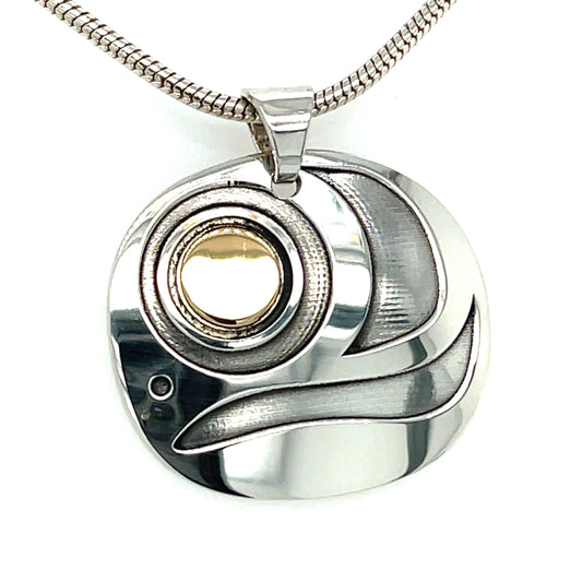 Pendant - Gold & Silver - Round - Salmon Egg