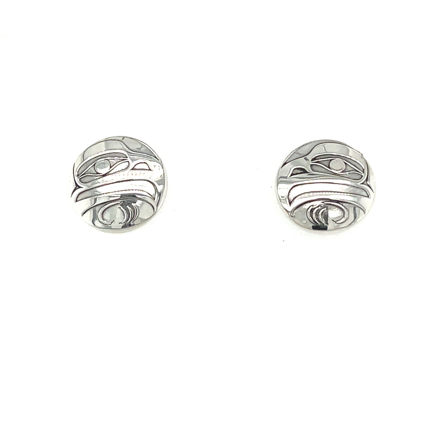 Earrings - Sterling Silver - Round Studs - Eagle