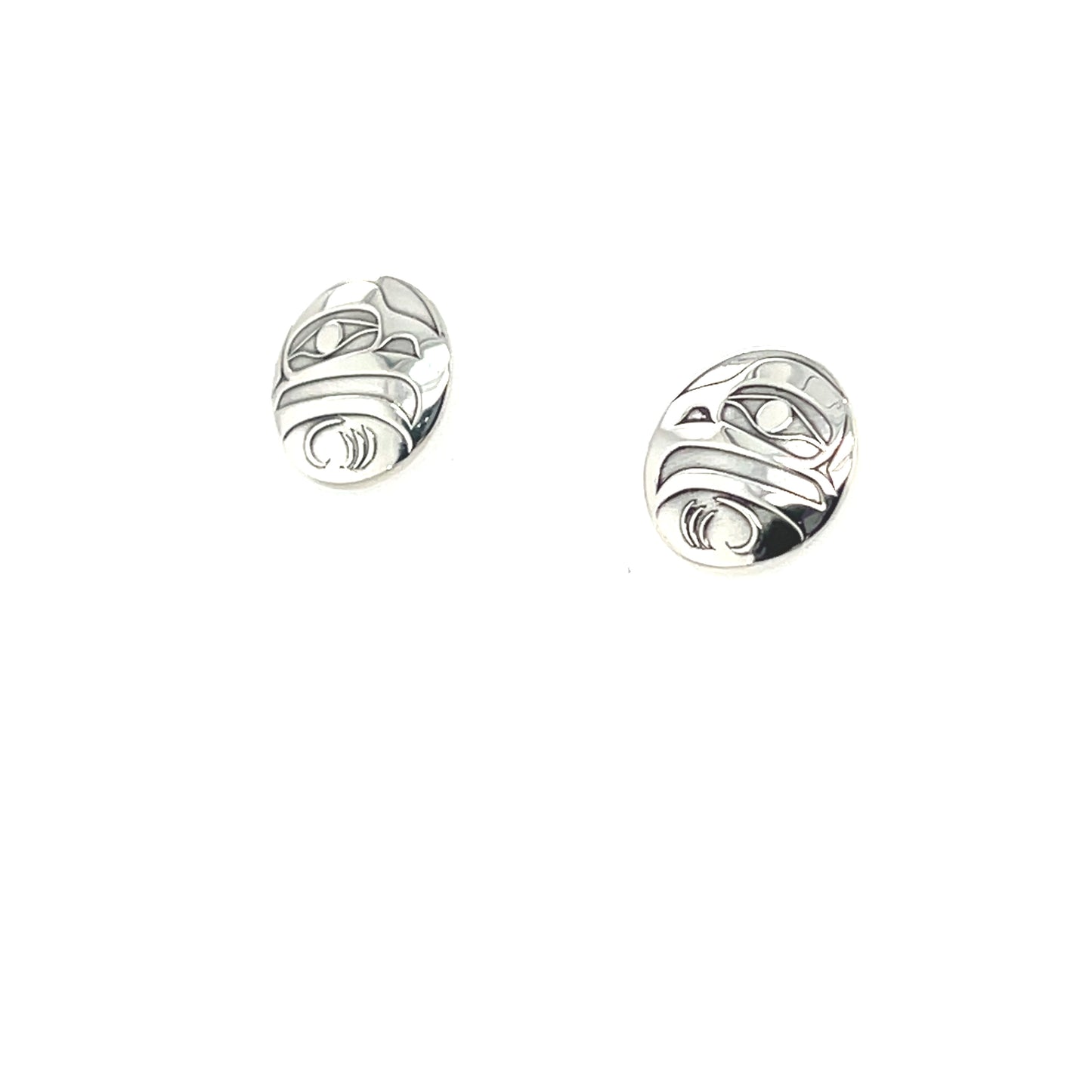 Earrings - Sterling Silver - Round Studs - Eagle