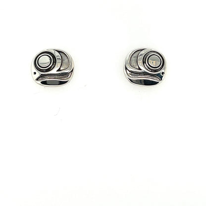 Earrings - Sterling Silver - Round Studs - Salmon Egg