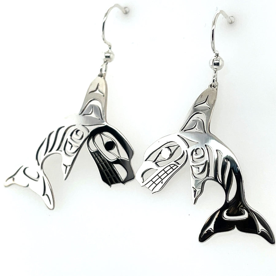 Earrings - Sterling Silver - Cutout - Orca 2