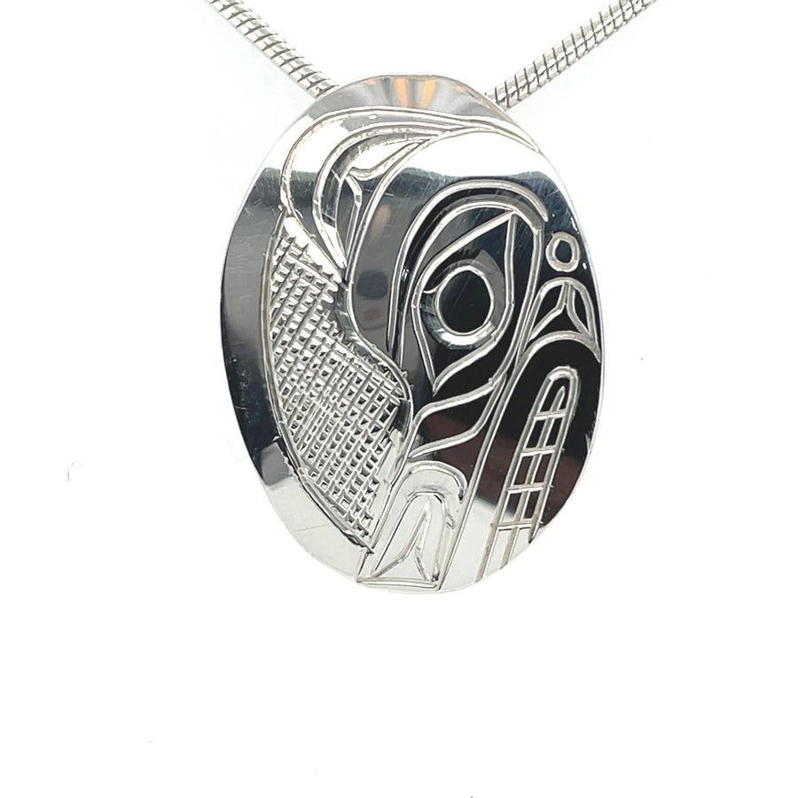 Pendant - Sterling Silver - Oval - Wolf - Small