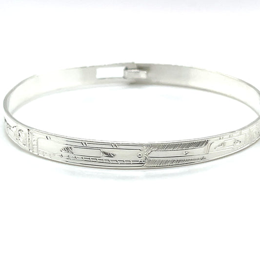 Bangle - Sterling Silver - 1/4" - Hummingbird & Orca