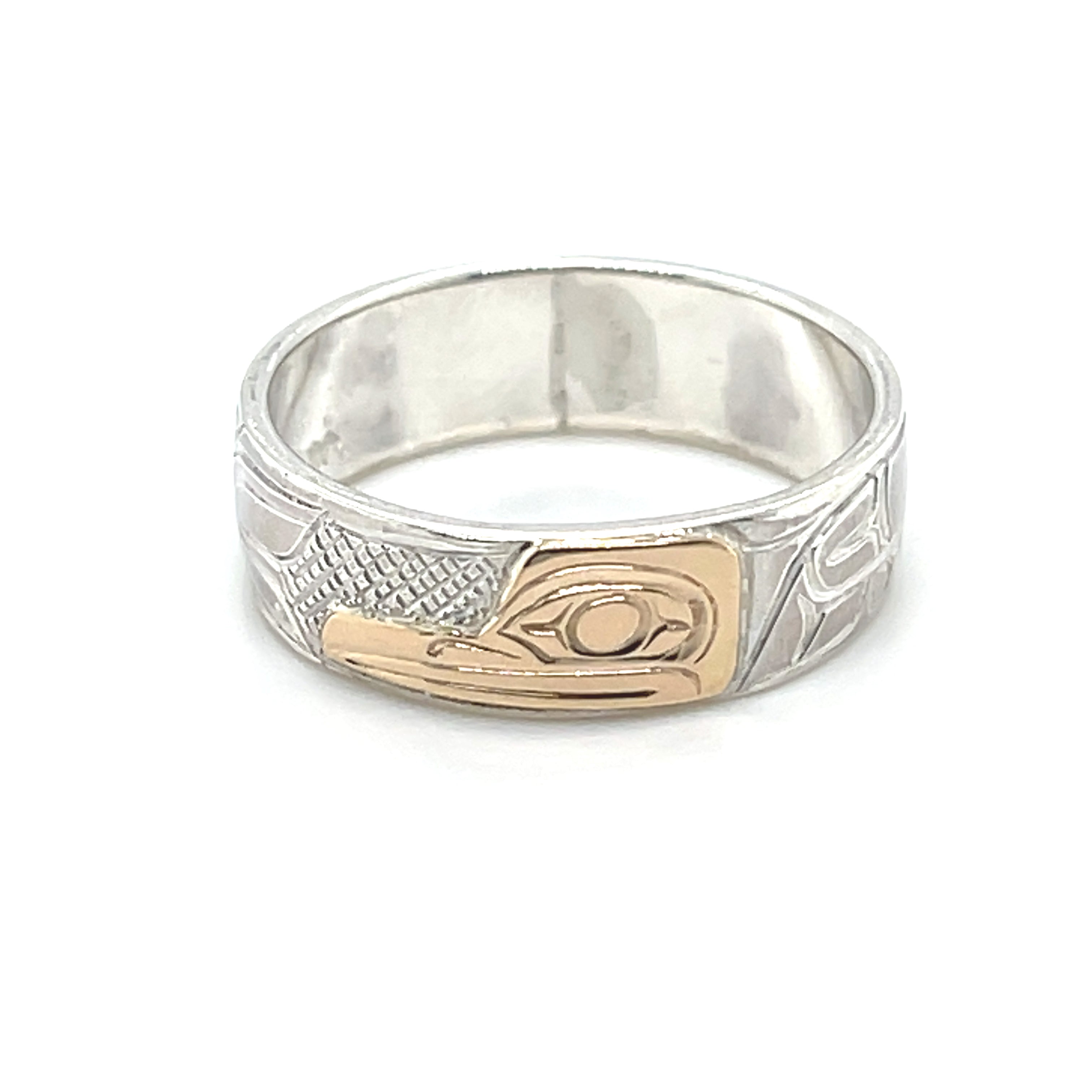 Ring - Gold &amp; Silver - 1/4&quot; - Hummingbird - Size 8