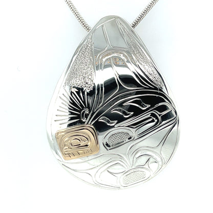 Pendant - Gold & Silver - Teardrop - Orca - Large