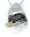 Pendant - Gold & Silver - Teardrop - Orca - Large