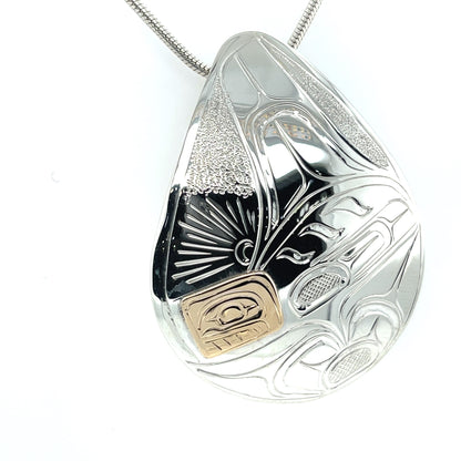 Pendant - Gold & Silver - Teardrop - Orca - Large