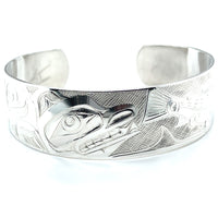 Bracelet - Sterling Silver - 3/4" - Bear & Salmon
