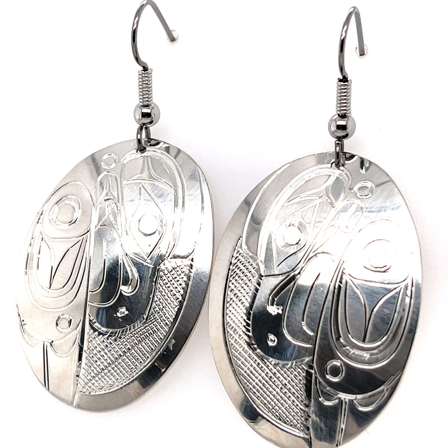 Earrings - Sterling Silver - Oval - Eagle