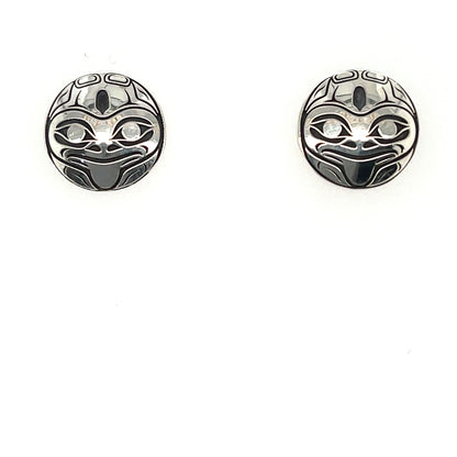 Earrings - Sterling Silver - Round Studs - Frog