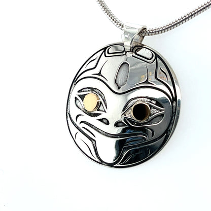 Pendant - Gold & Silver - Round - Frog