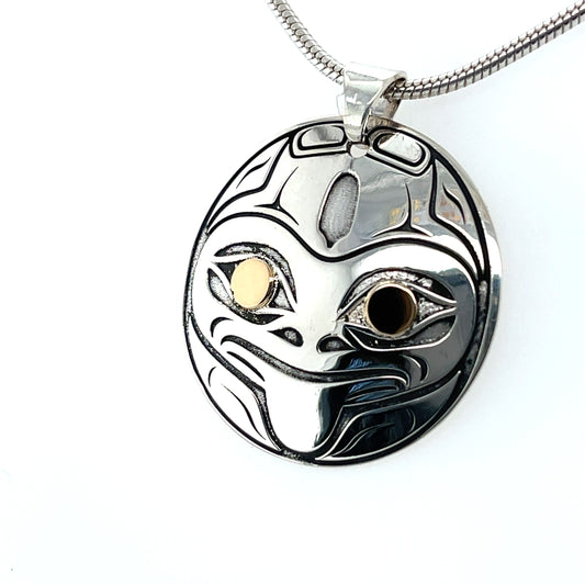 Pendant - Gold & Silver - Round - Frog