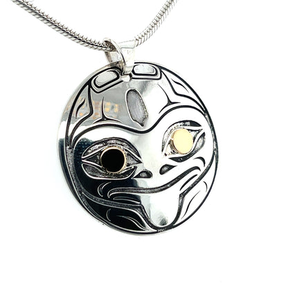 Pendant - Gold & Silver - Round - Frog