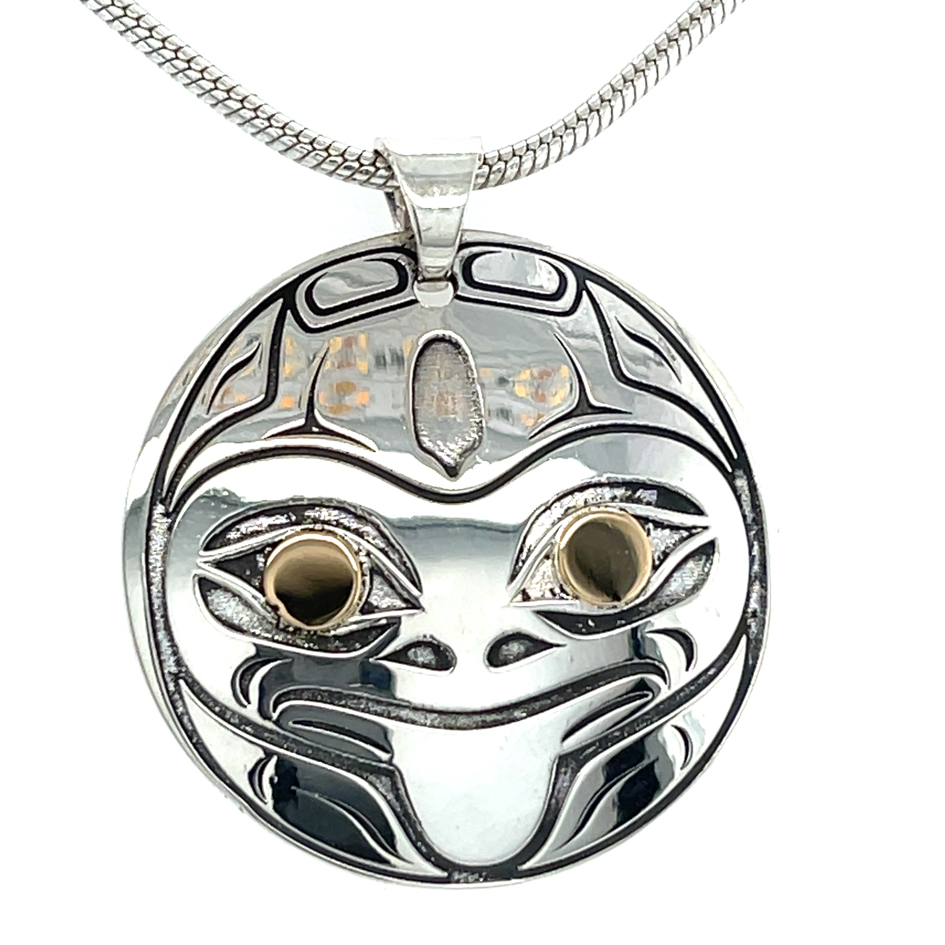 Pendant - Gold &amp; Silver - Round - Frog