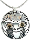 Pendant - Gold & Silver - Round - Frog
