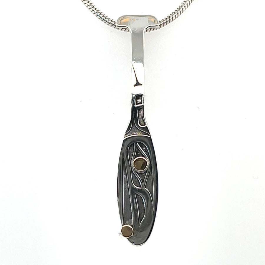 Pendant - Gold & Silver - Paddle - Raven