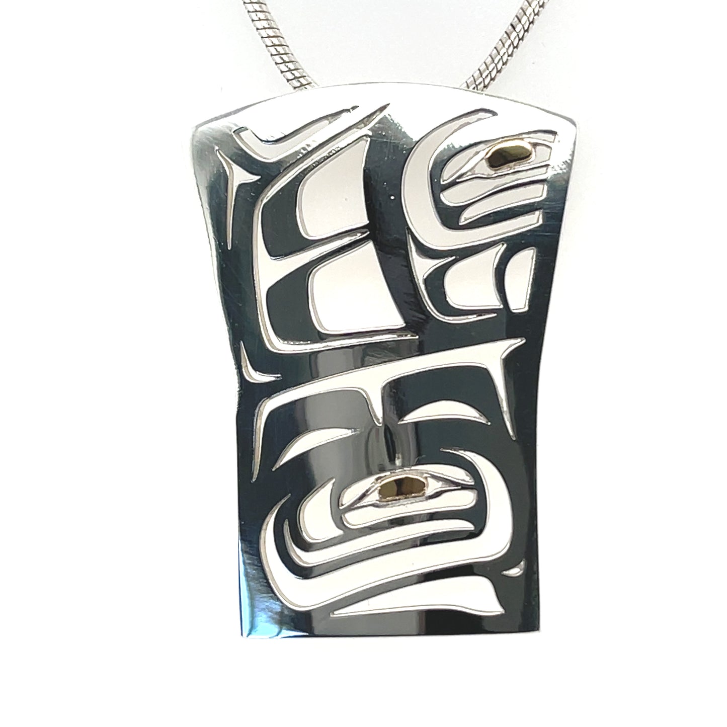 Pendant - Gold & Silver - Shield - Raven