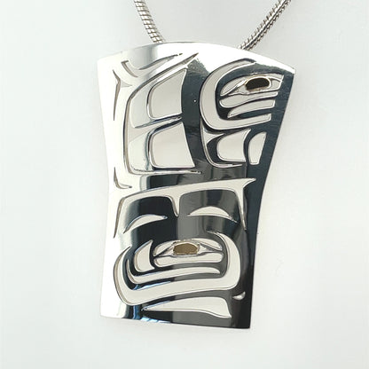 Pendant - Gold & Silver - Shield - Raven