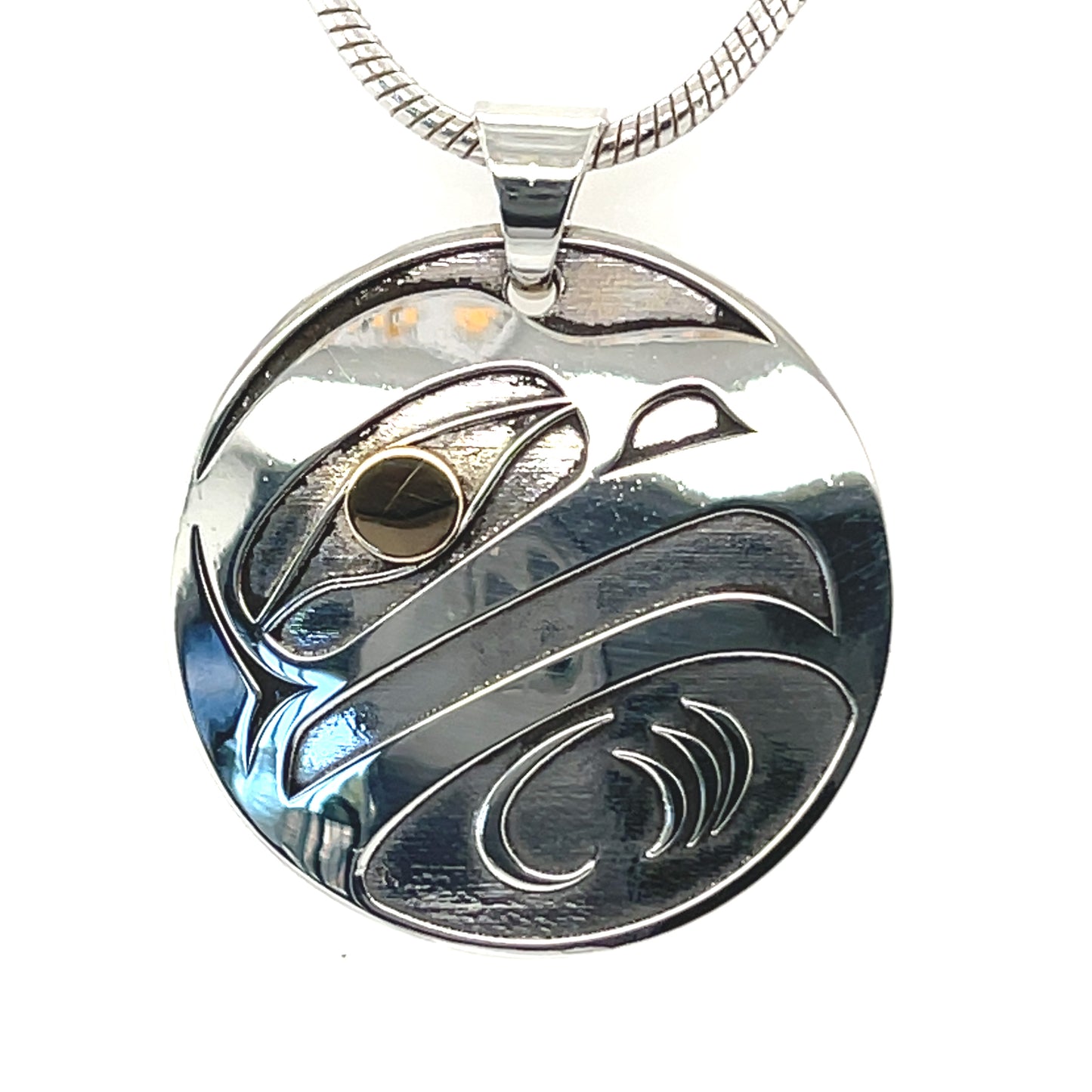 Pendant - Gold & Silver - Round - Eagle