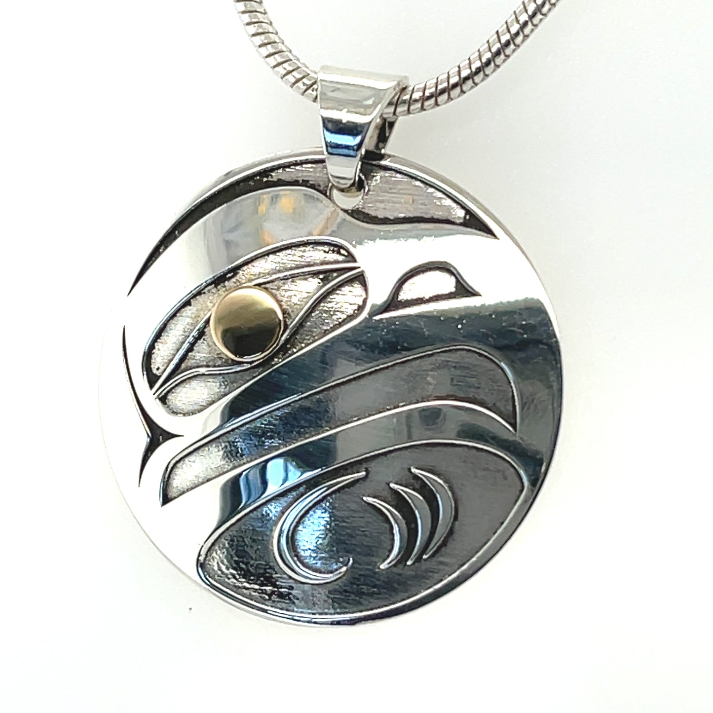 Pendant - Gold & Silver - Round - Eagle