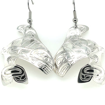 Earrings - Sterling Silver - XL - Cutout - Orca