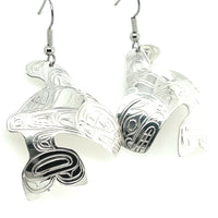 Earrings - Sterling Silver - XL - Cutout - Orca