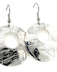 Earrings - Sterling Silver - Round Stencil - Eagle - XL