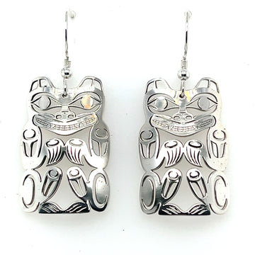 Earrings - Sterling Silver - Cutout - Bear