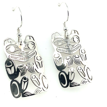 Earrings - Sterling Silver - Cutout - Bear