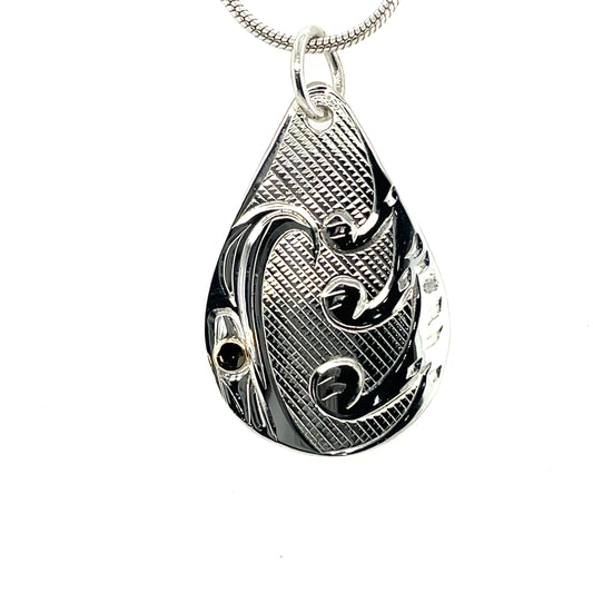 Pendant - Gold & Silver - Teardrop - Eagle & Cedar