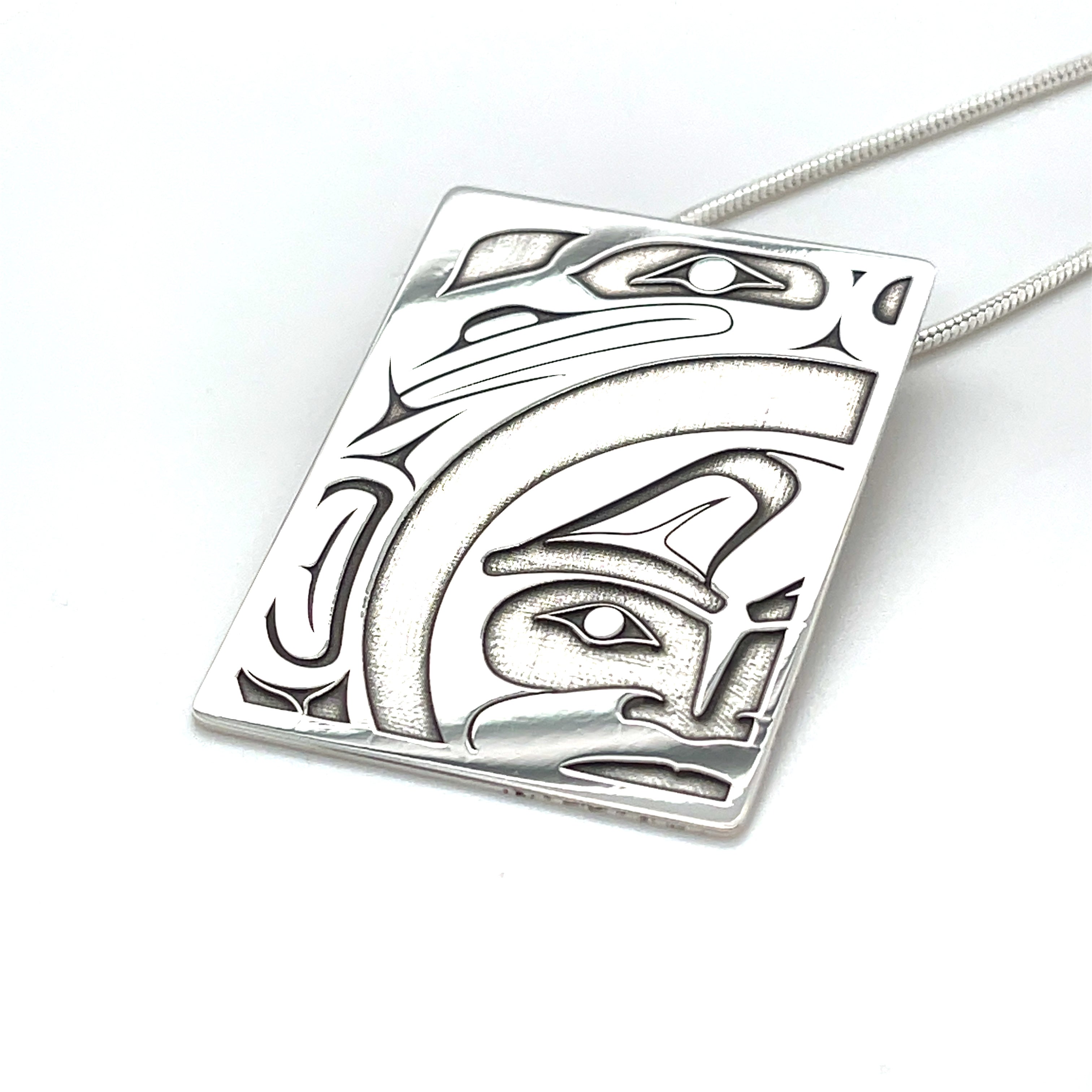 Pendant - Sterling Silver - Rectangle - Raven Releases the Moon
