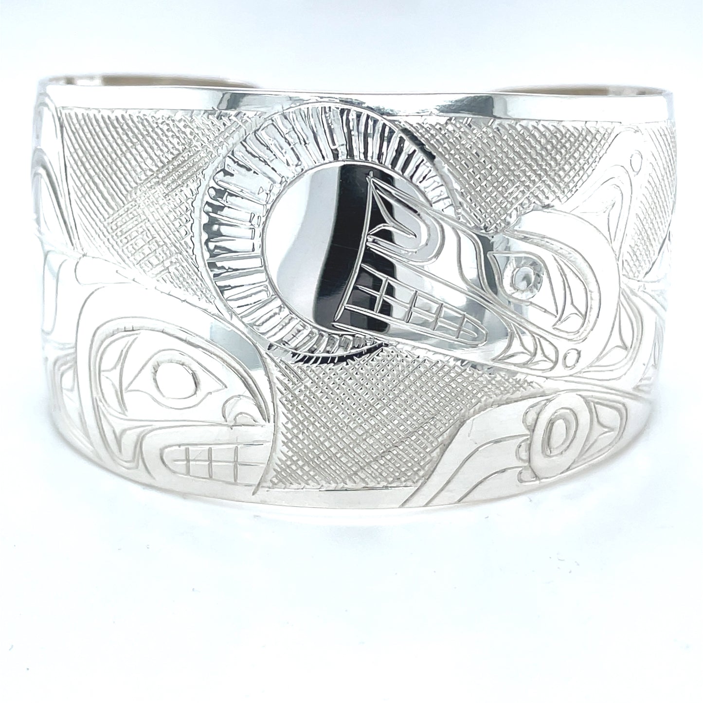 Bracelet - Sterling Silver - 1 1/2" - Whale, Moon & Wolf