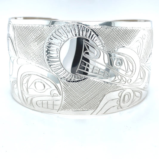 Bracelet - Sterling Silver - 1 1/2" - Whale, Moon & Wolf