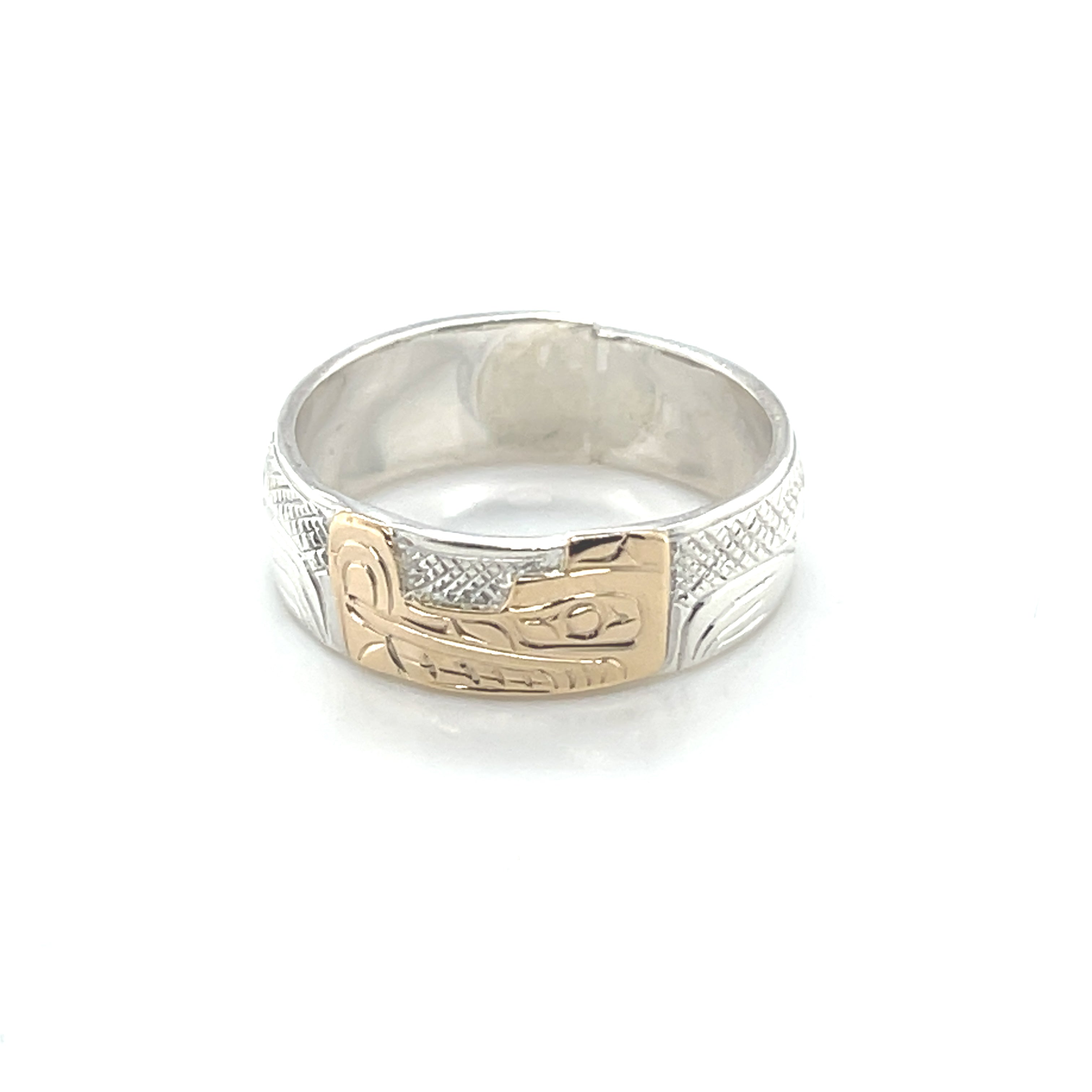 Ring - 1/4&quot; - Gold &amp; Silver - Wolf - Size 8