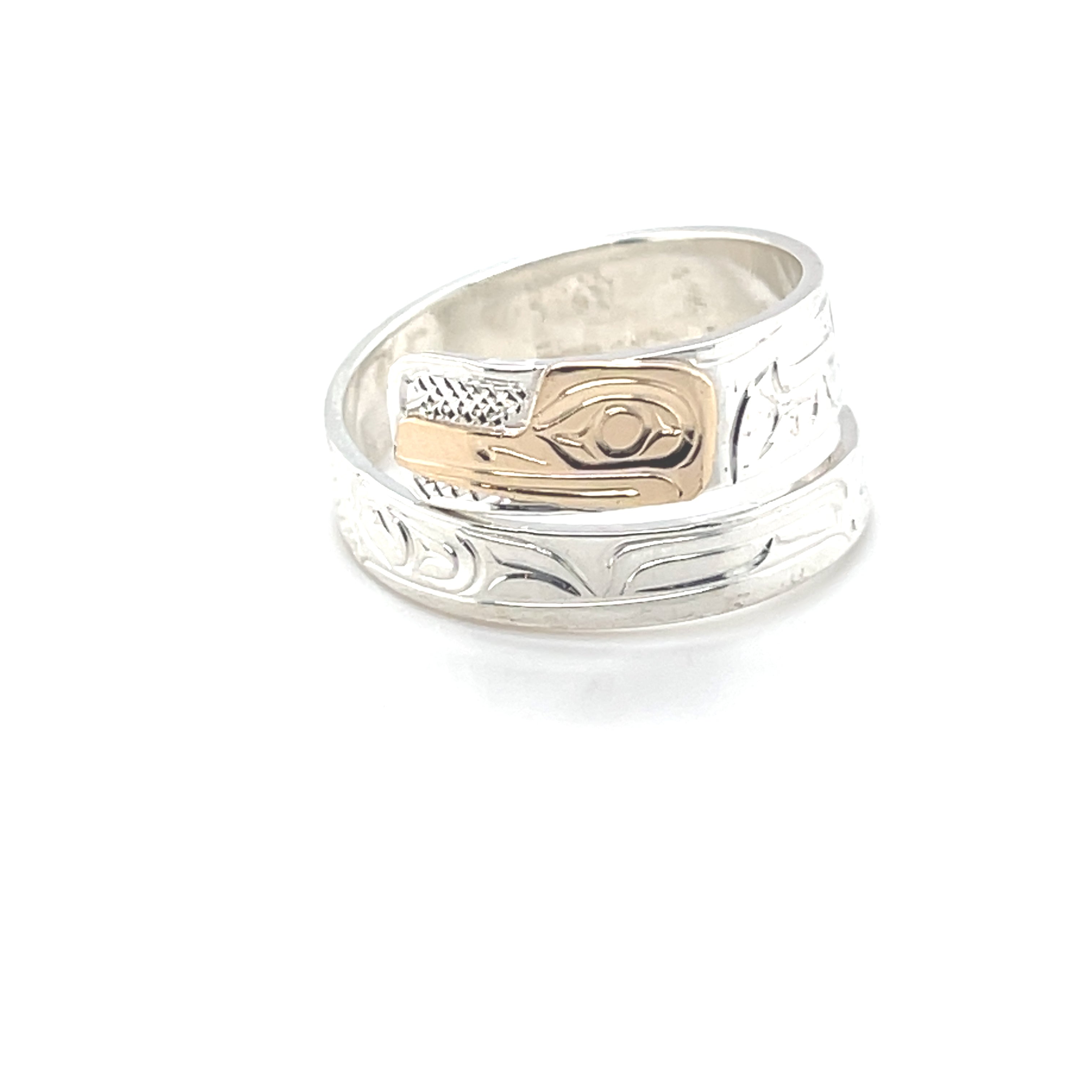 Ring - Gold &amp; Silver - Wrap - 1/4&quot; - Hummingbird - Size 9