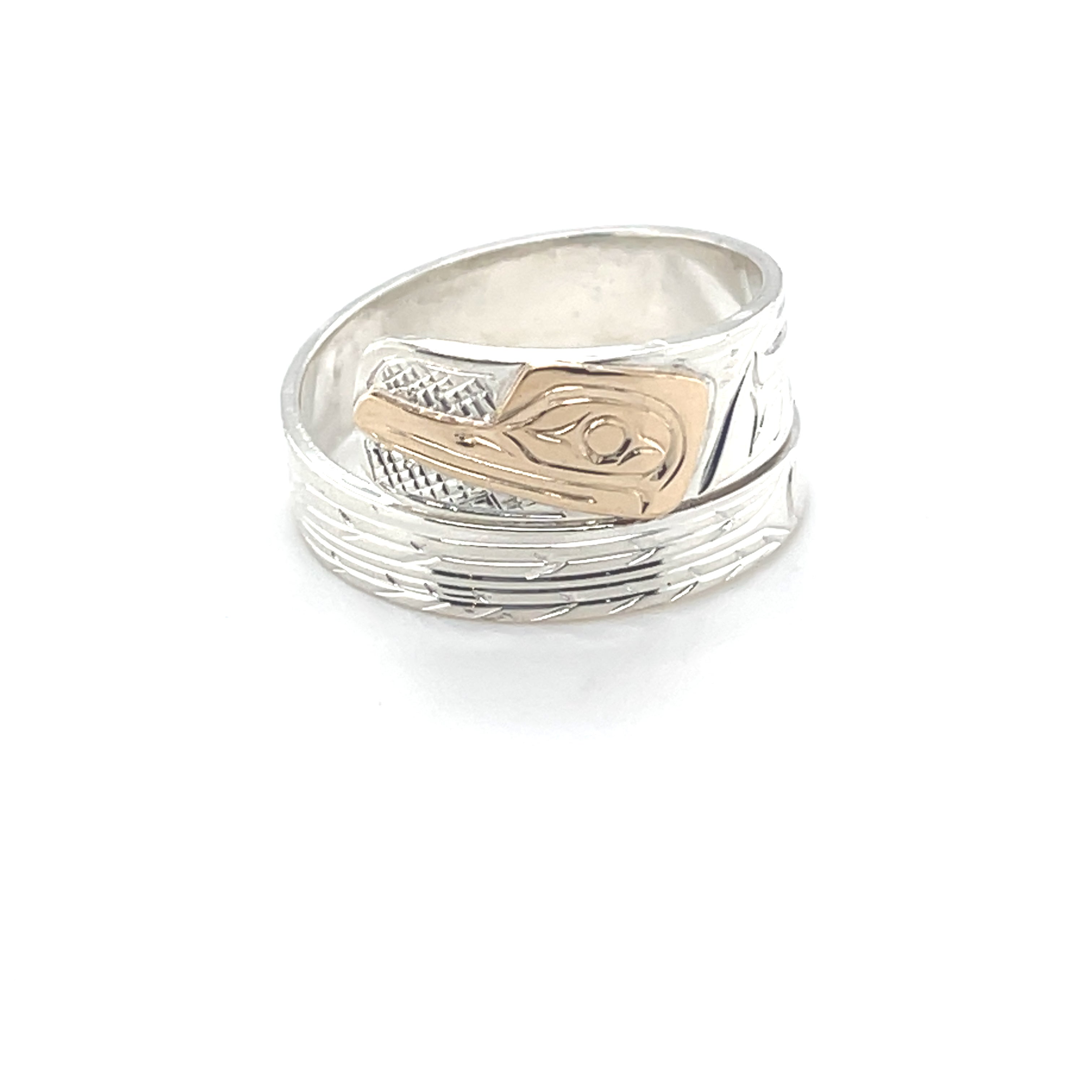 Ring - Gold &amp; Silver - Wrap - 1/4&quot; - Hummingbird - Size 8.75