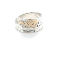 Ring - Gold & Silver - Wrap - 1/4" - Hummingbird - Size 8.75