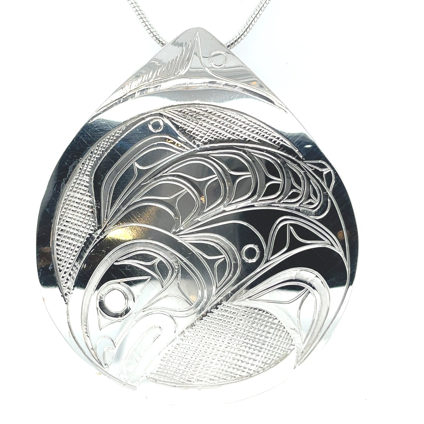 Pendant - Sterling Silver - Teardrop - Salmon