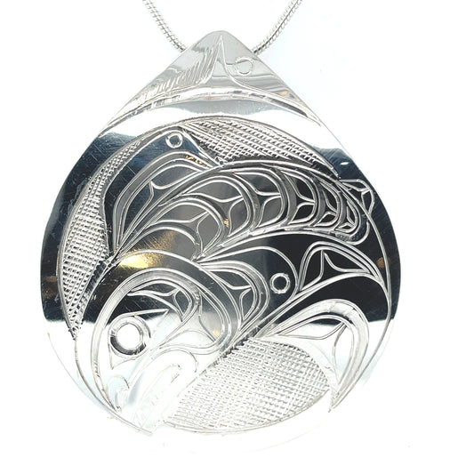 Pendant - Sterling Silver - Teardrop - Salmon