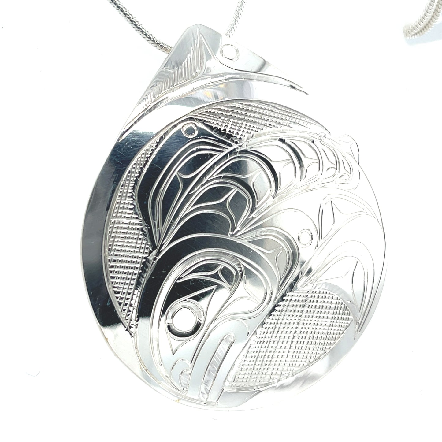 Pendant - Sterling Silver - Teardrop - Salmon