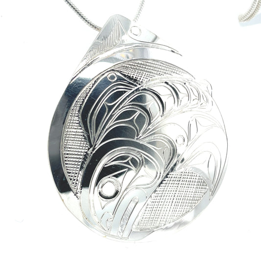 Pendant - Sterling Silver - Teardrop - Salmon