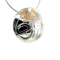 Pendant - Gold & Silver - Round - Wolf - Large