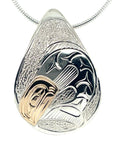 Pendant - Gold & Silver - Teardrop - Salmon - Large