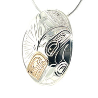 Pendant - Gold & Silver - Oval - Orca - Large