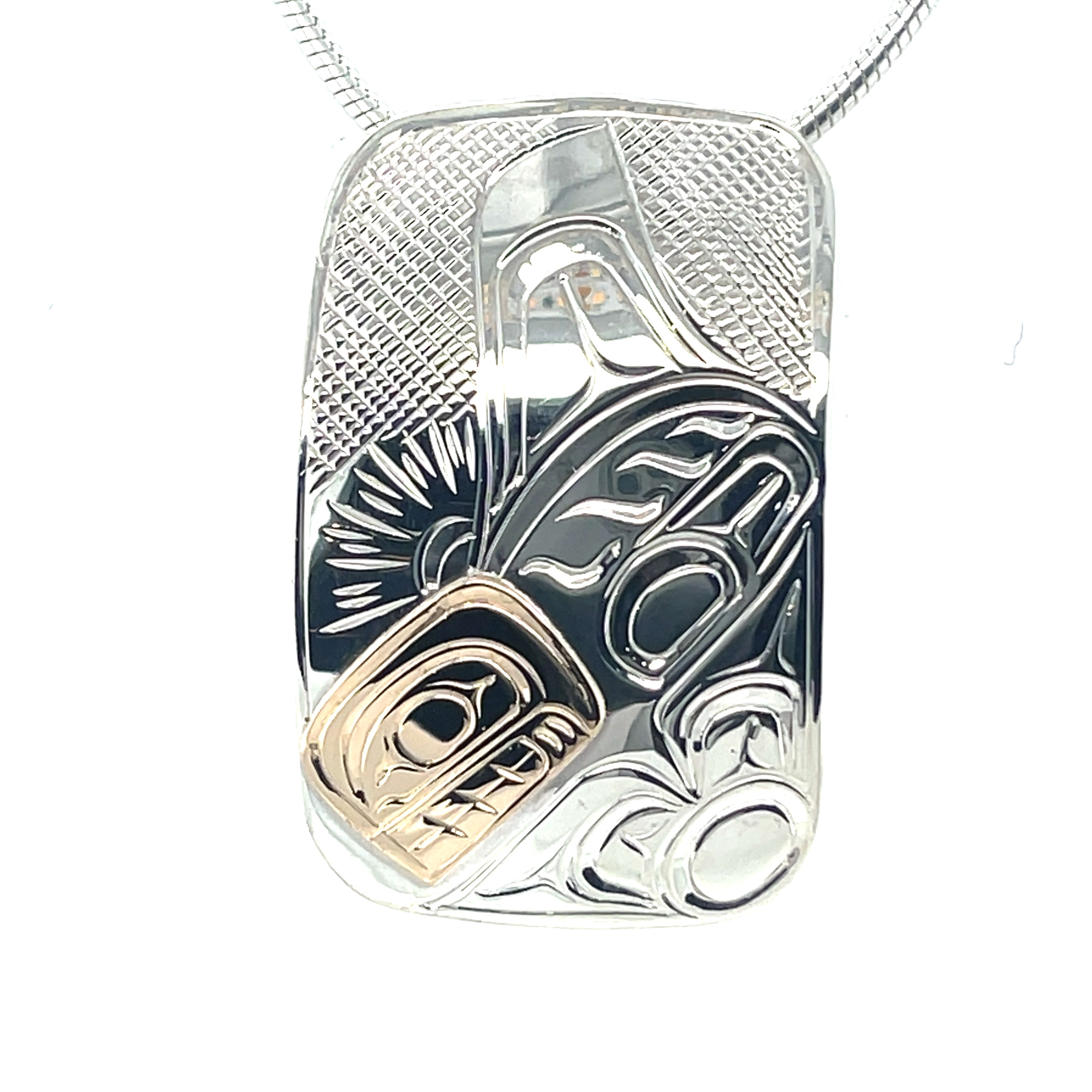 Pendant - Gold &amp; Silver - Rectangle - Orca - Large