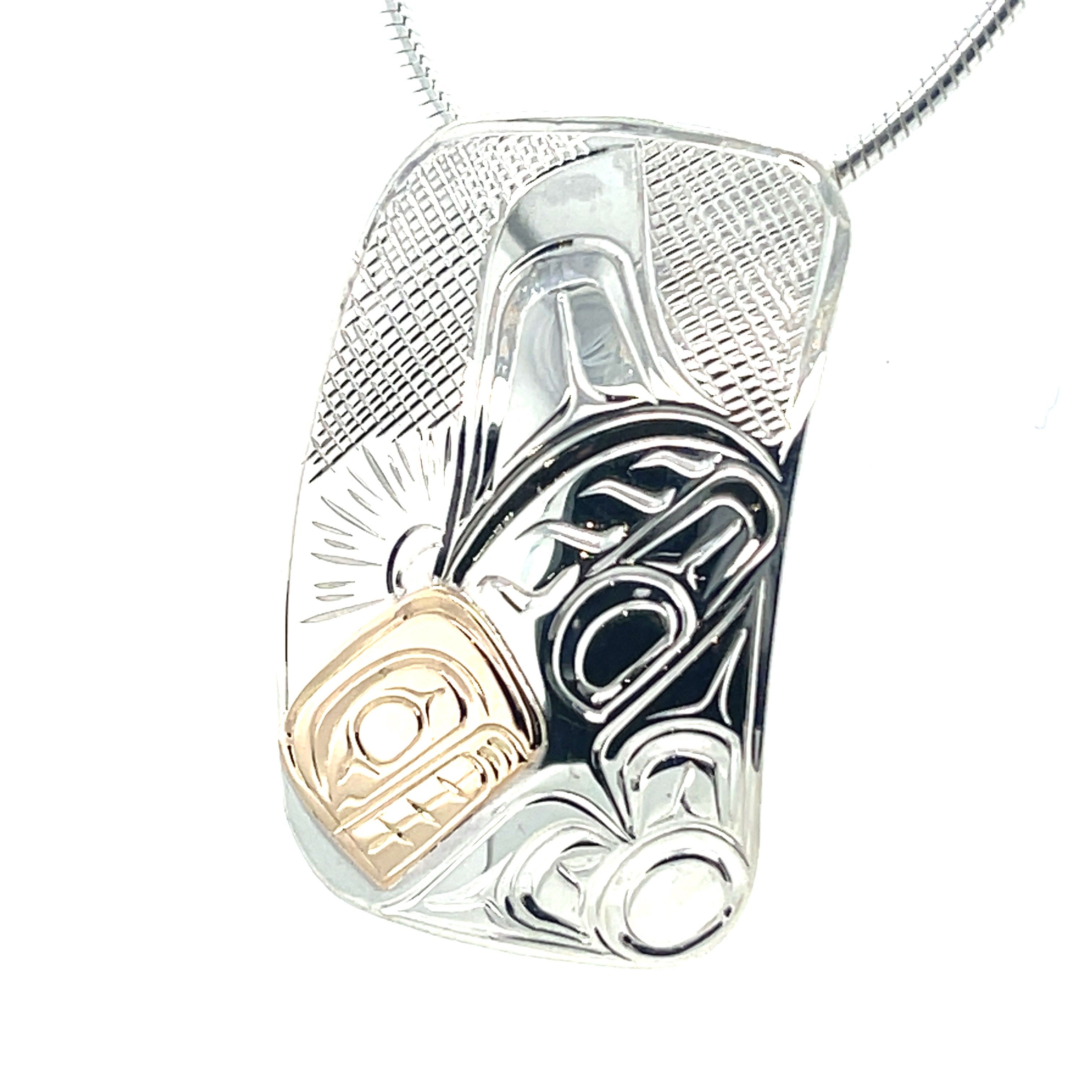 Pendant - Gold &amp; Silver - Rectangle - Orca - Large