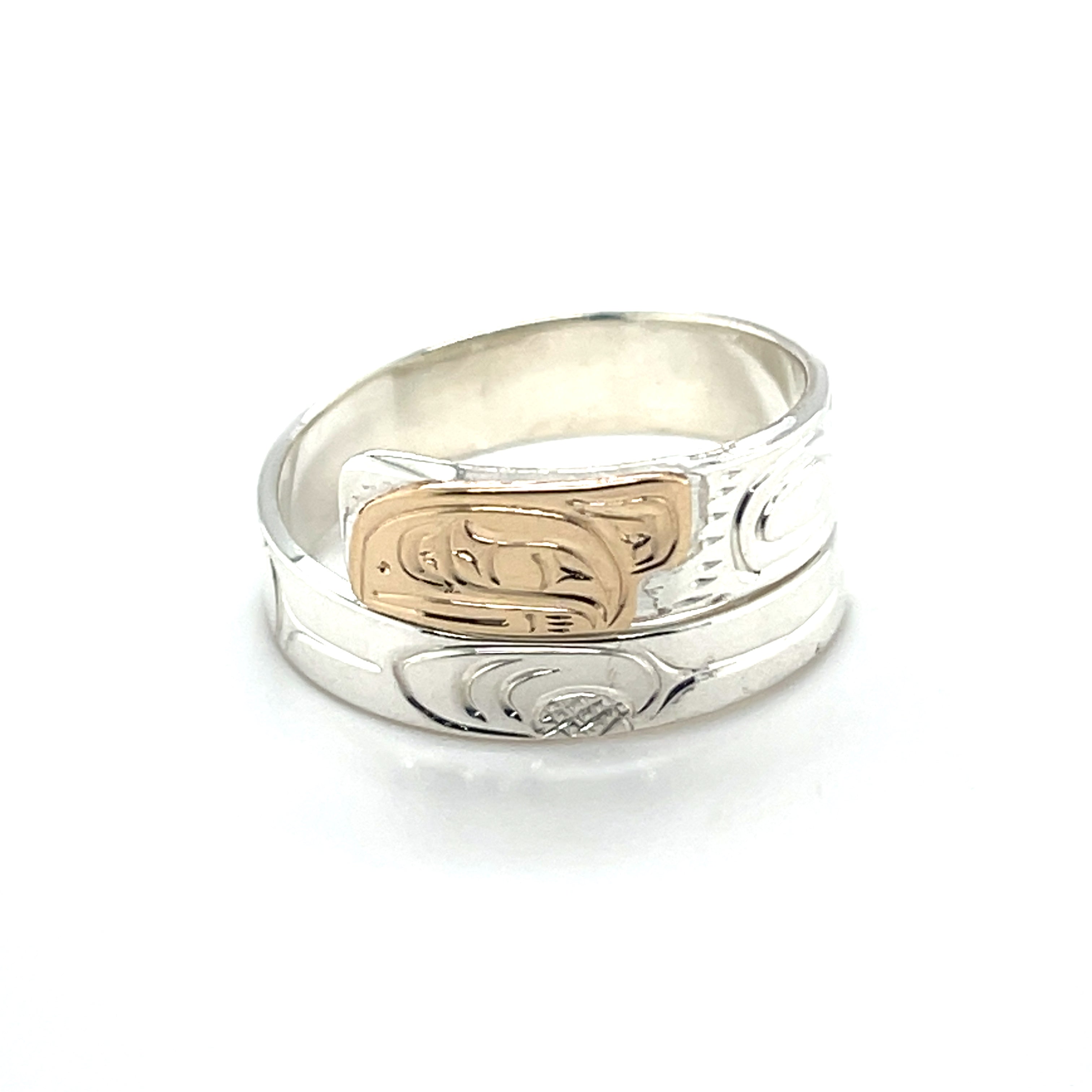 Ring - Gold &amp; Silver - Wrap - 1/4&quot; - Raven - Size 9