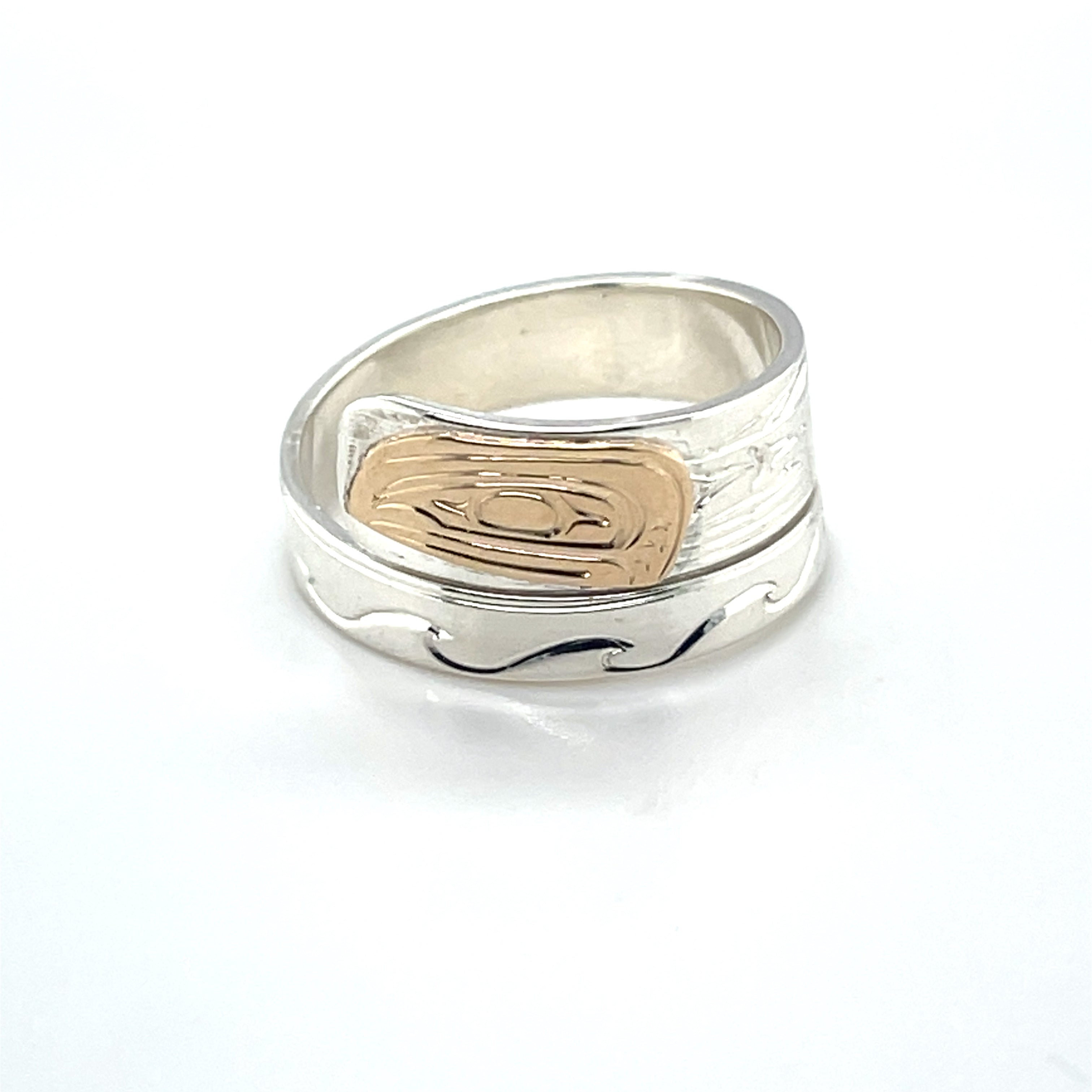Ring - Gold &amp; Silver - Wrap - 1/4&quot; - Salmon - Size 8